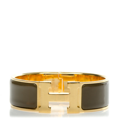 Hermes Enamel Wide Clic Clac H Bracelet GM Vert Bronze 1 of 5