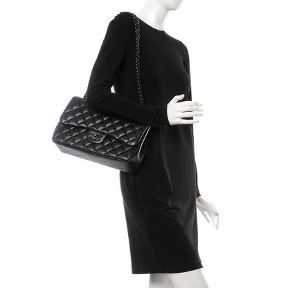 Chanel Lambskin Quilted Jumbo Double Flap Black 3 of 16