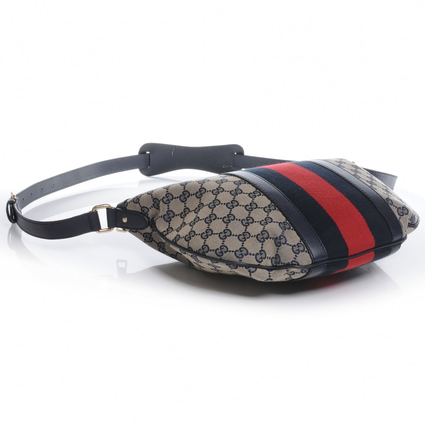 Monogram Vintage Web Medium Half Moon Hobo Navy