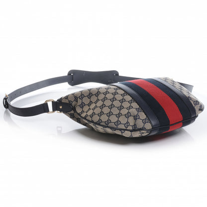 Gucci Monogram Vintage Web Medium Half Moon Hobo Navy 4 of 9
