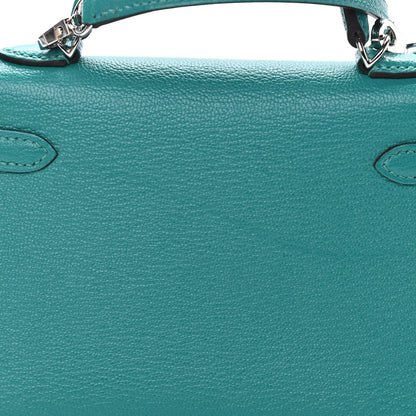 Hermes Chevre Mysore Verso Mini Kelly Sellier 20 Vert Verone Bleu Zanzibar 10 of 10