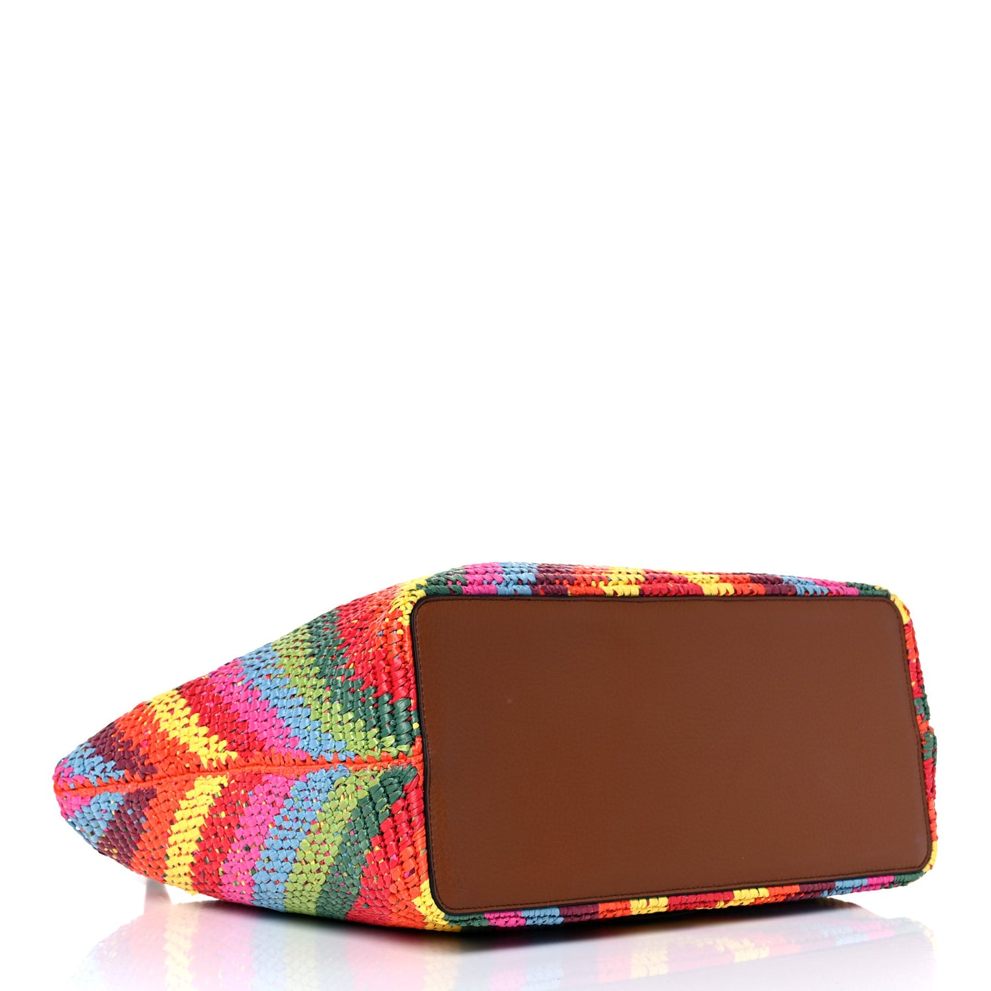 Raffia Calfskin Rockstud Summer Tote Multicolor