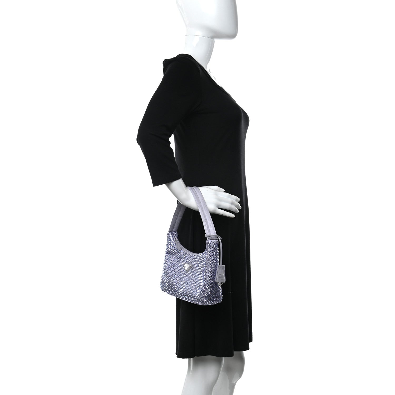 Prada Satin Crystal Mini Re-Edition 2000 Bag Glicine 2 of 10
