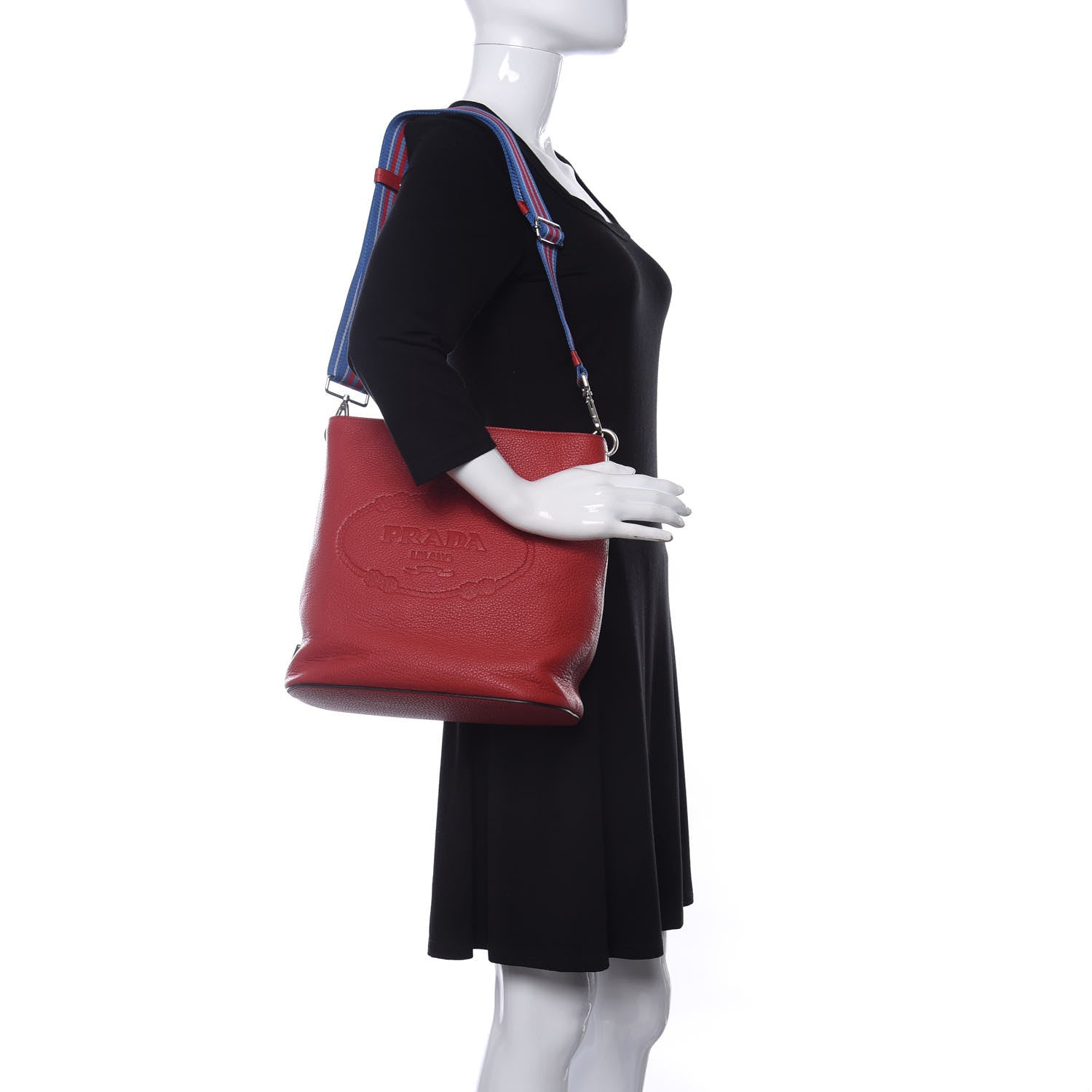 Prada Vitello Phenix Logo Hobo Rosso 2 of 10