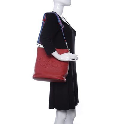 Prada Vitello Phenix Logo Hobo Rosso 2 of 10