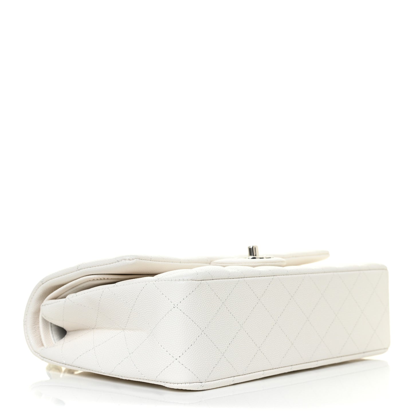 Caviar Quilted Medium Double Flap White