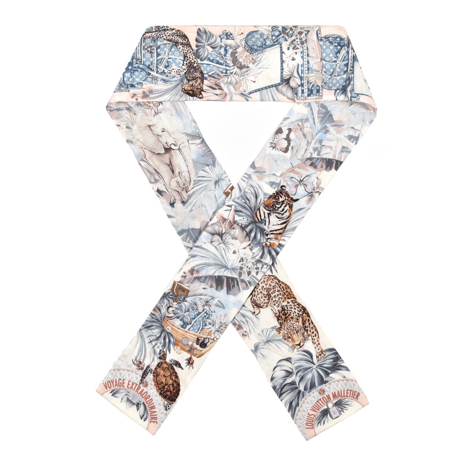 Louis Vuitton Silk Voyage Extraordinaire Bandeau Blue Grey 1 of 5