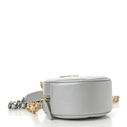 Chanel Metallic Lambskin Quilted Chanel 19 Round Clutch With Chain Silver Silver 4 of 13