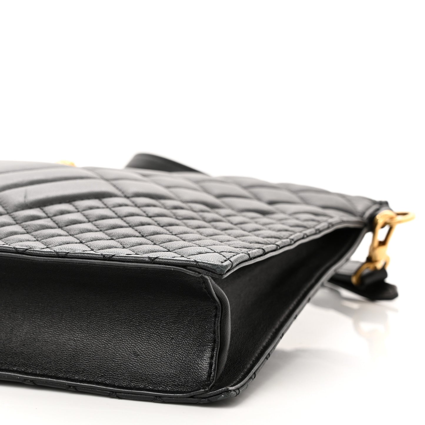 Calfskin Quilted Large Tribute Icon Crossbody Pouch Black
