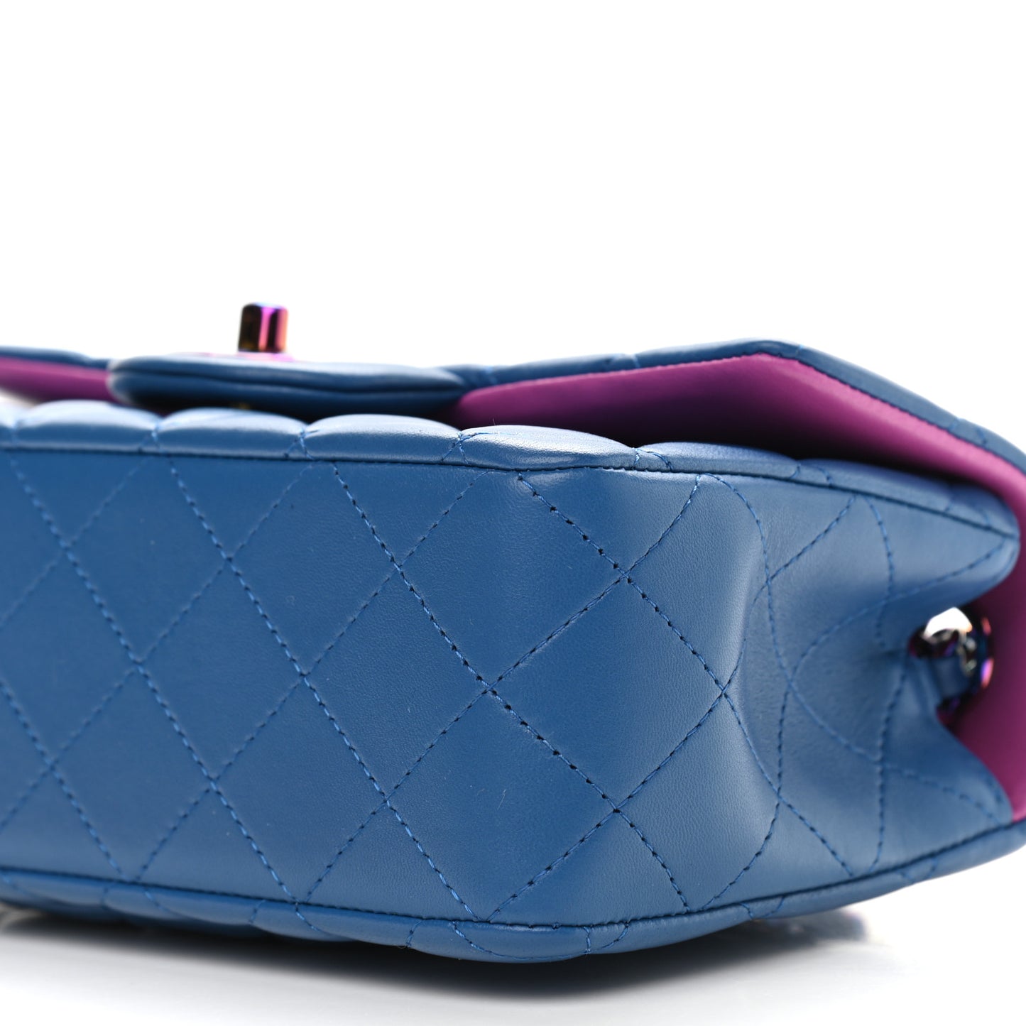 Lambskin Quilted Mini Rectangular Flap Blue Purple