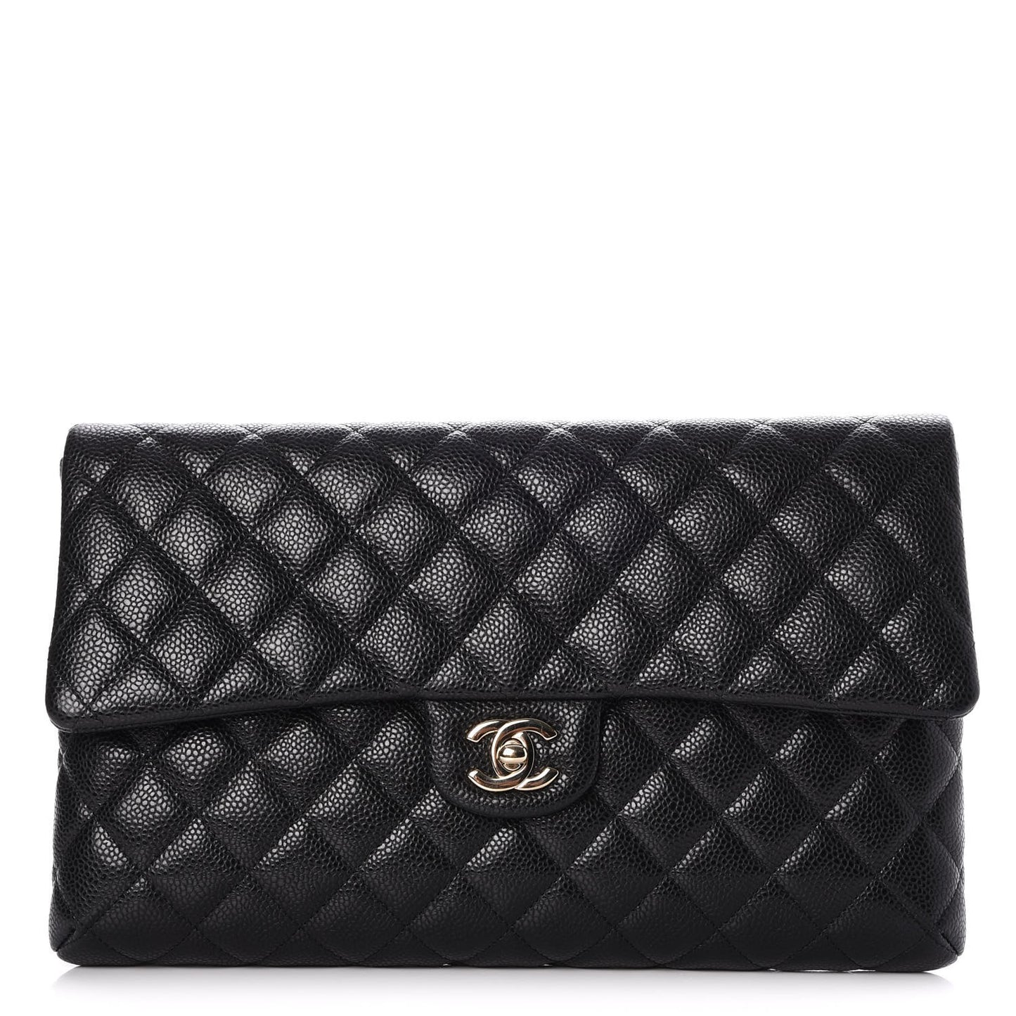 Caviar Quilted Flap Clutch Black