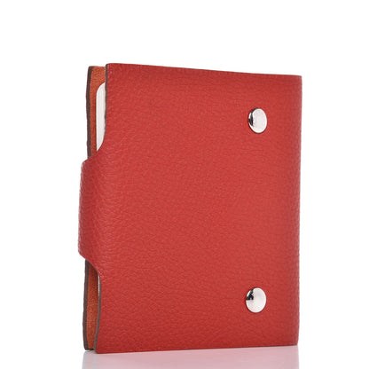 Hermes Taurillon Clemence Ulysse Mini Notebook Rouge Casaque 3 of 8