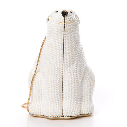 Judith Leiber Swarovski Crystal Polar Bear Minaudiere Clutch White 6 of 18