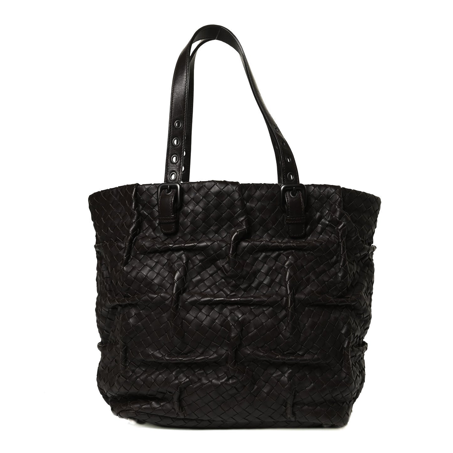 Nappa Intrecciato Pleated Tote Ebano