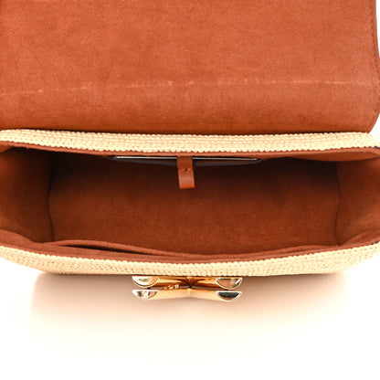 Louis Vuitton Calfskin Raffia Twist Shoulder Bag MM Caramel 5 of 13