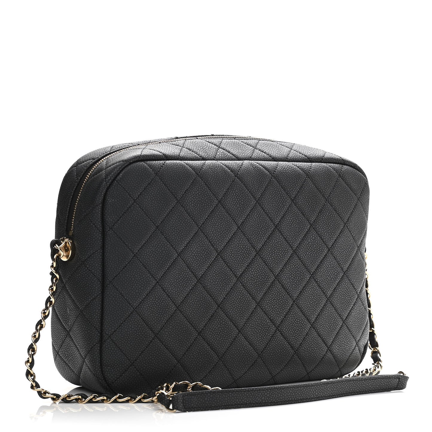 Caviar Quilted Large Coco Tassel Camera Case Black