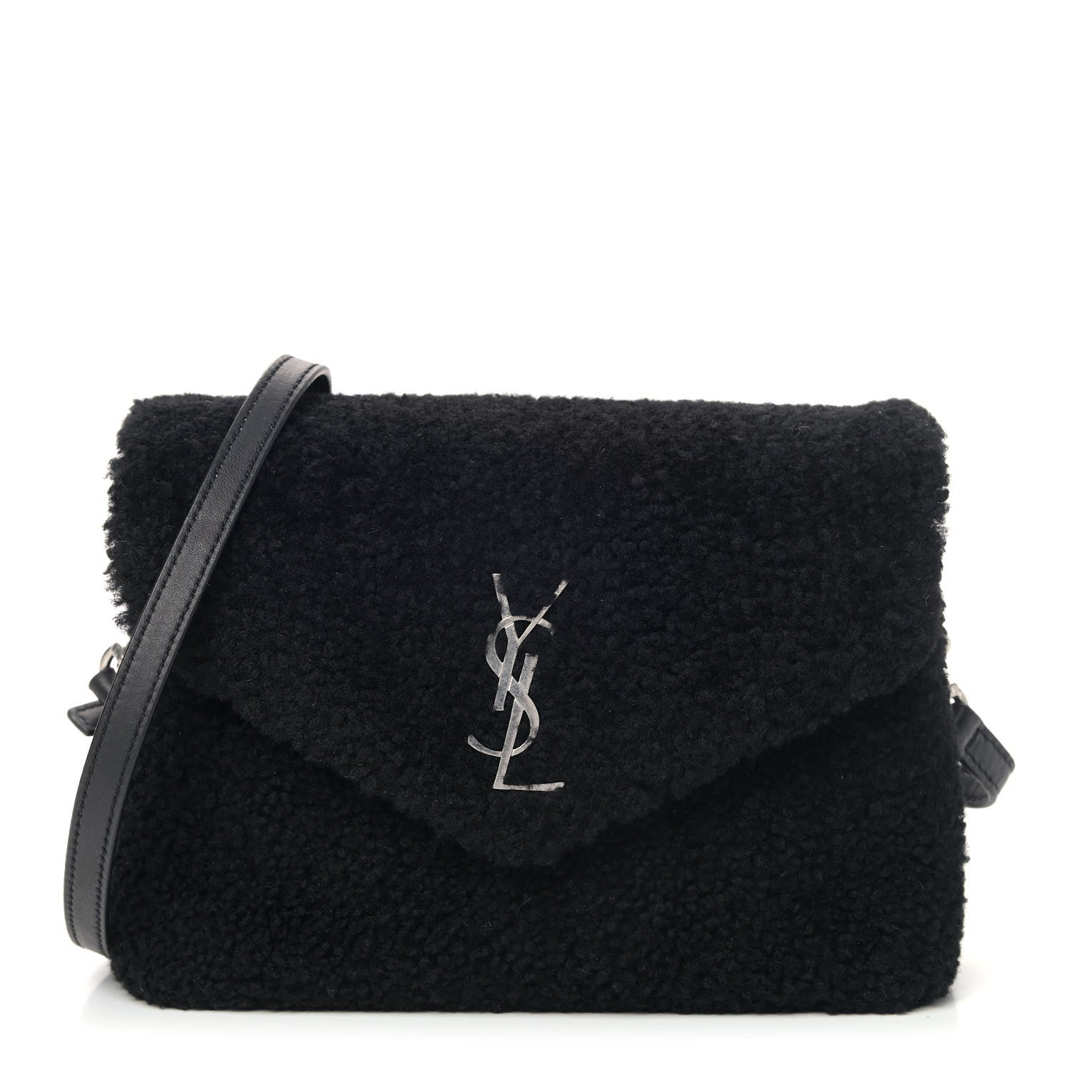Saint Laurent Shearling Toy Loulou Shoulder Bag Black 1 of 4