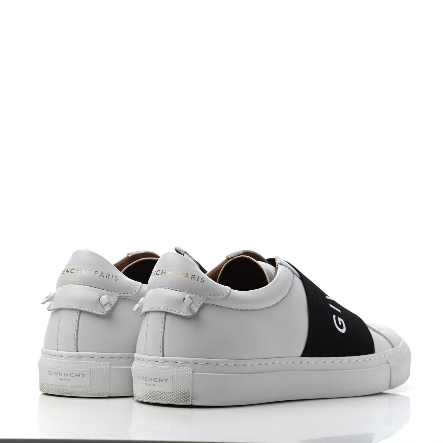 Calfskin Band Logo Womens Urban Street Sneakers 38 White Black