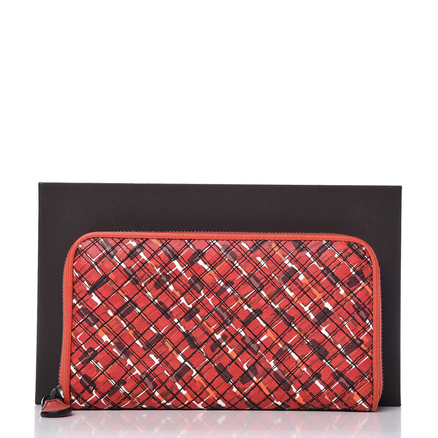 Embroidered Nappa Zip Around Wallet China Red