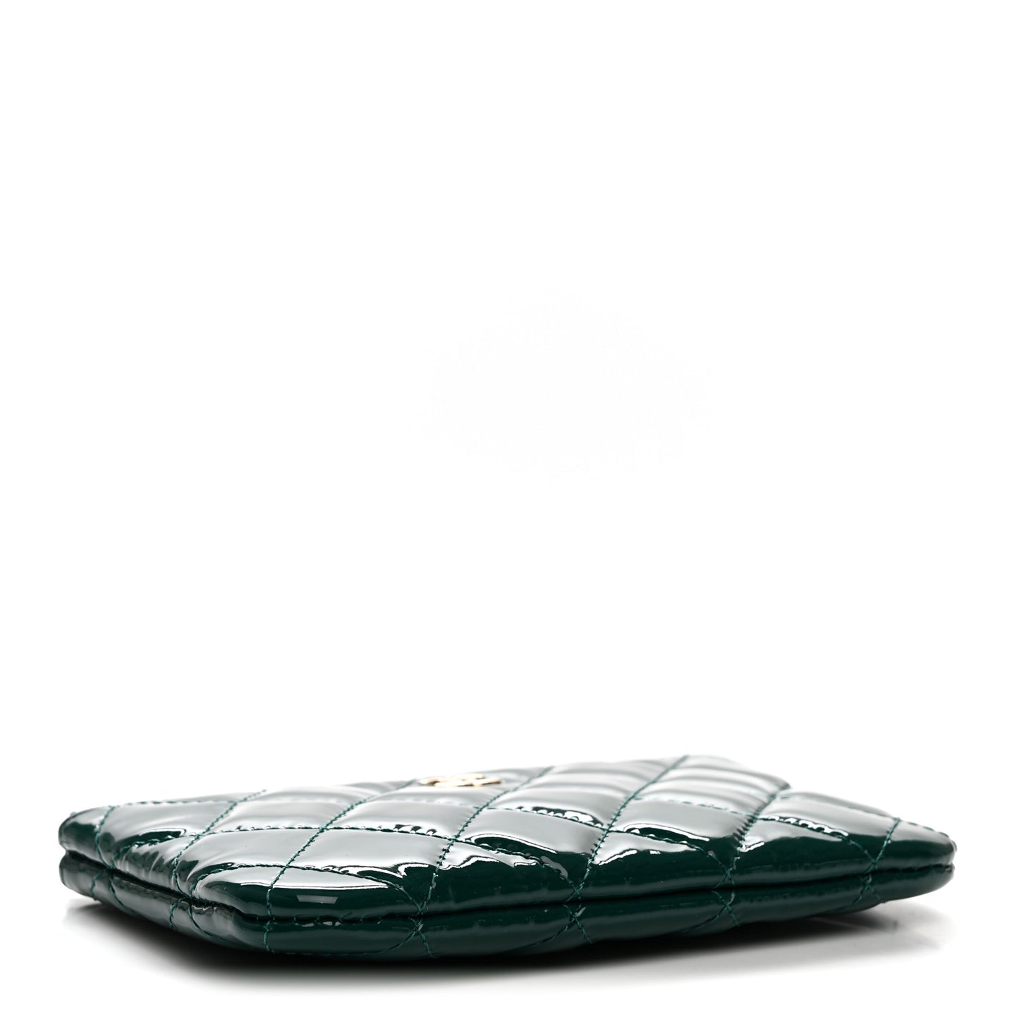 Patent Quilted Small Cosmetic Case Green
