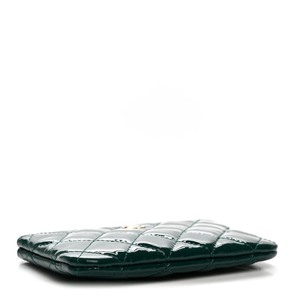 Chanel Patent Quilted Small Cosmetic Case Green 4 of 8