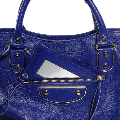 Balenciaga Chevre Gold Metallic Edge Hardware Velo Bleu Roi 6 of 14