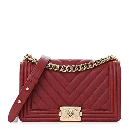Chanel Caviar Chevron Quilted Medium Boy Flap Red 1 of 10