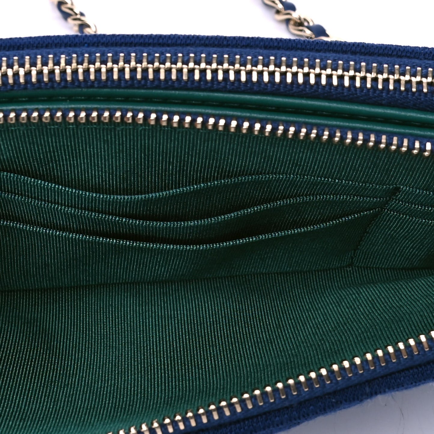 Jersey Quilted Small Clutch With Chain Navy