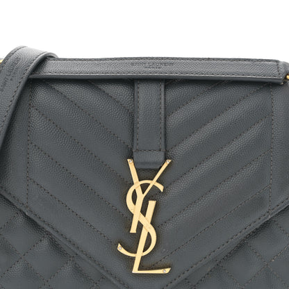 Saint Laurent Grain De Poudre Textured Mixed Matelasse Triquilt Medium Monogram Satchel Dark Tea 8 of 11