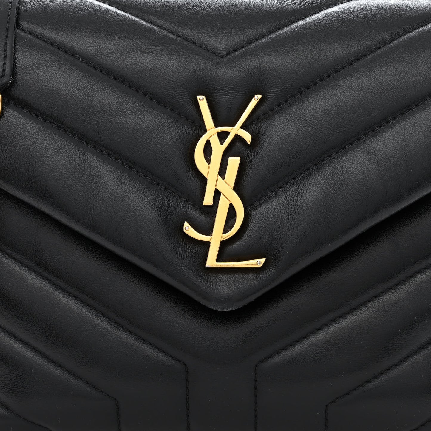 Calfskin Y Quilted Monogram Small Loulou Chain Satchel Black