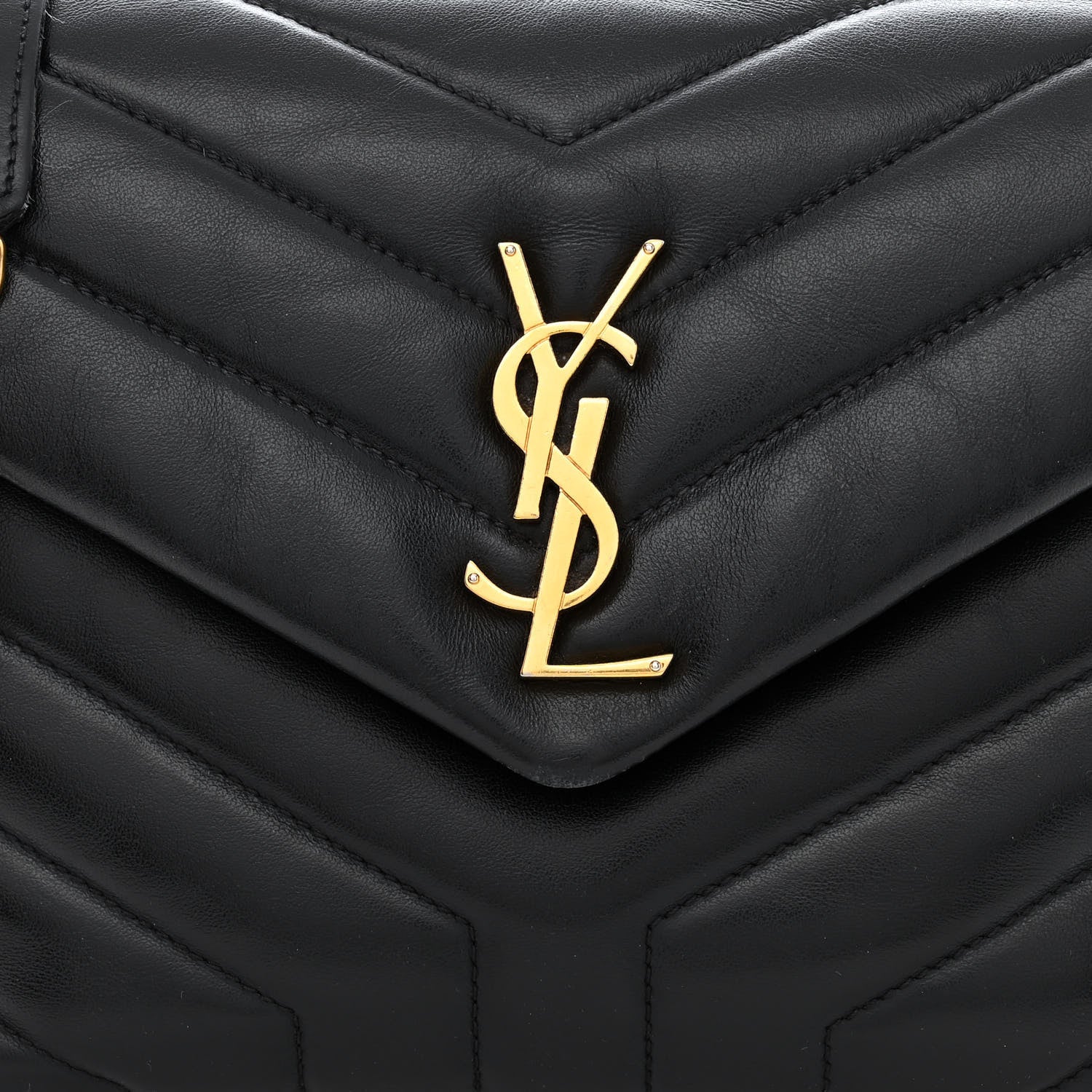 Saint Laurent Calfskin Y Quilted Monogram Small Loulou Chain Satchel Black 8 of 11