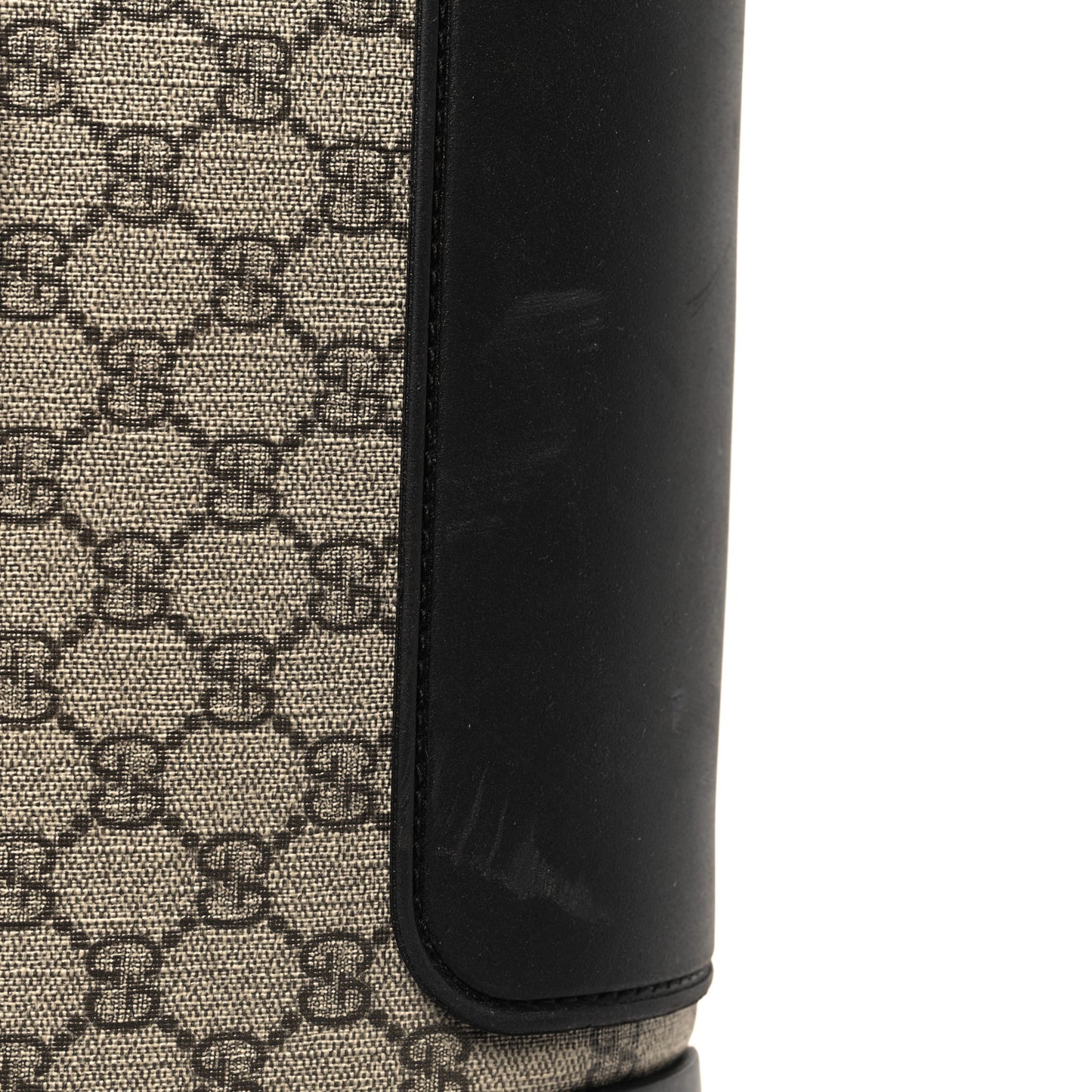 GG Supreme Monogram Textured Dollar Calfskin Web Large Savoy Trolley Suitcase Beige Ebony