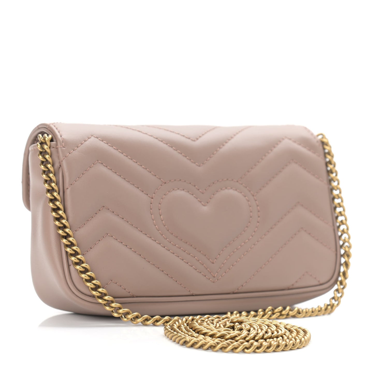 Calfskin Matelasse Super Mini GG Marmont Shoulder Bag Porcelain Rose