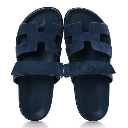 Hermes Suede Goatskin Womens Chypre Sandals 40.5 Bleu Celeste 2 of 11