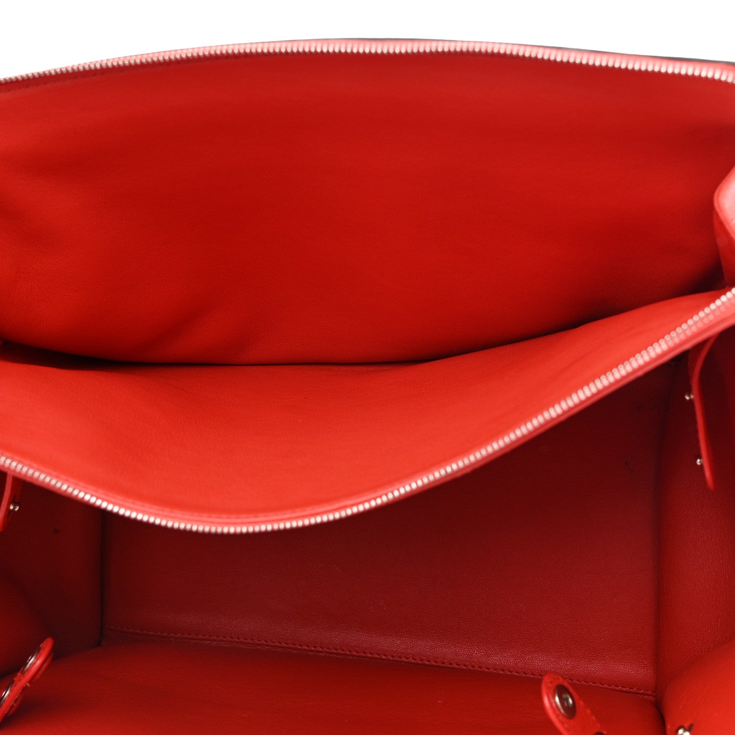 Celine Drummed Calfskin Suede Double Zip Trapeze Vermillion 7 of 19