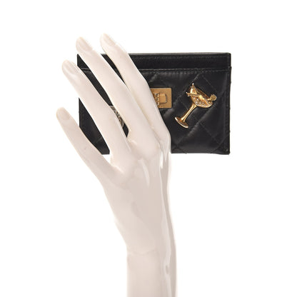Chanel Aged Calfskin Quilted Lucky Charms Reissue Card Holder Black 2 of 10