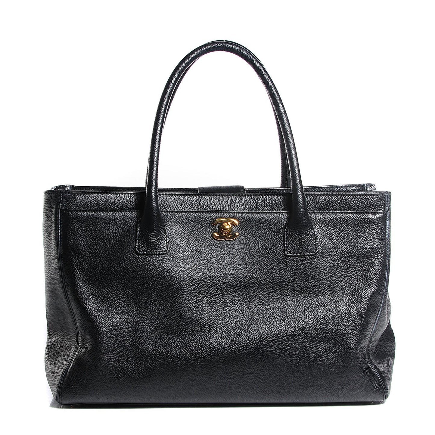 Calfskin Cerf Executive Shopper Tote Black