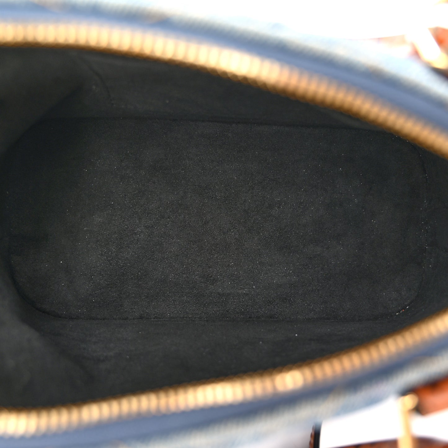 Denim Calfskin Reverse Monogram Malletage Alma BB Blue