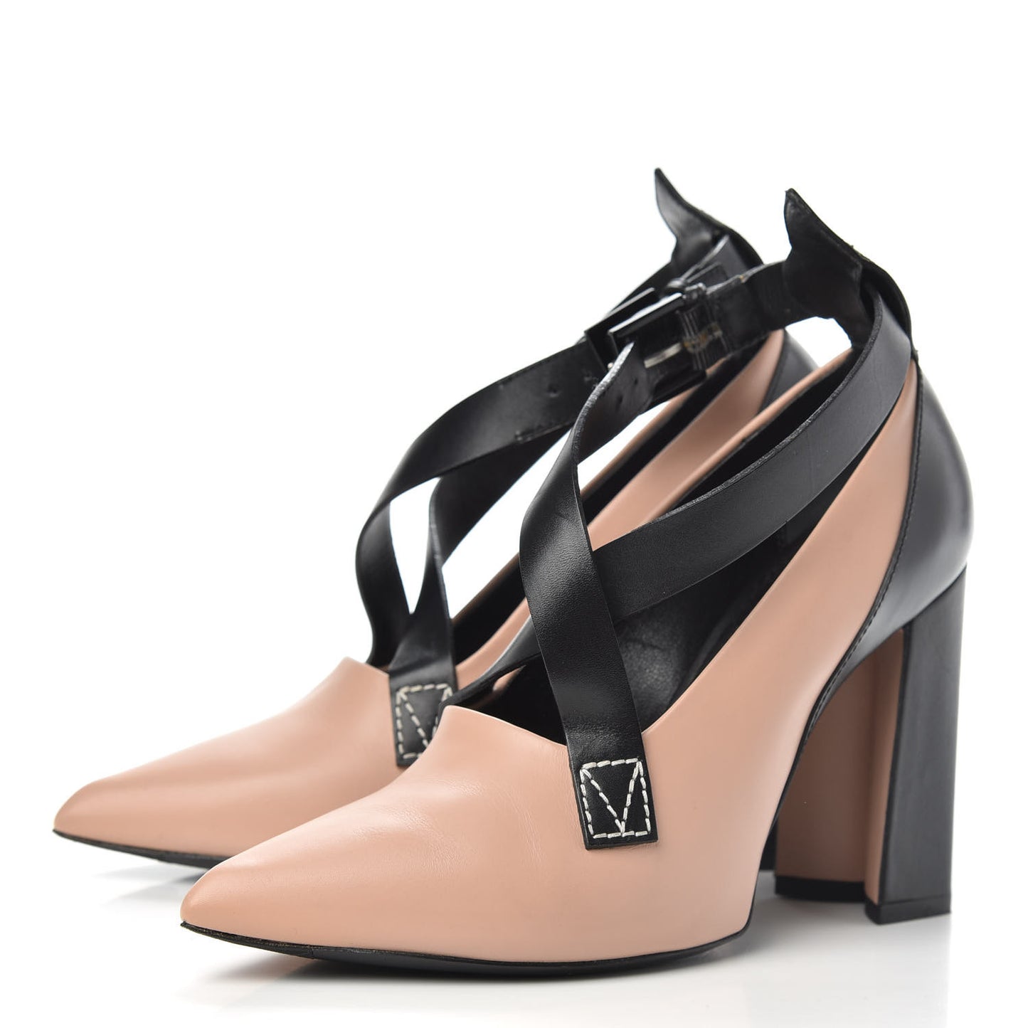 Calfskin Matchmake Cross Pumps 37.5 Beige Black