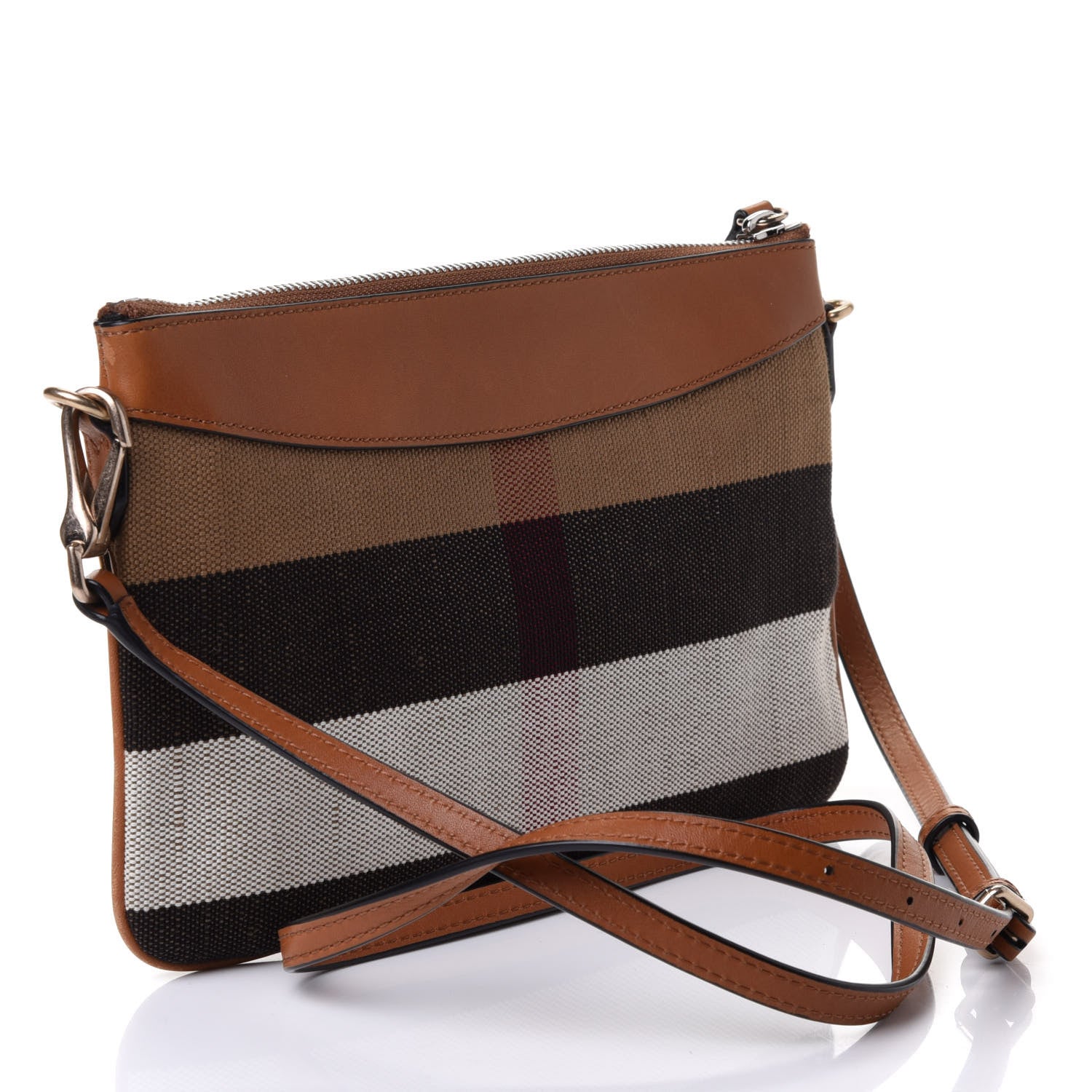 Burberry Mega Check Peyton Crossbody Clutch Bag Saddle Brown 2 of 4