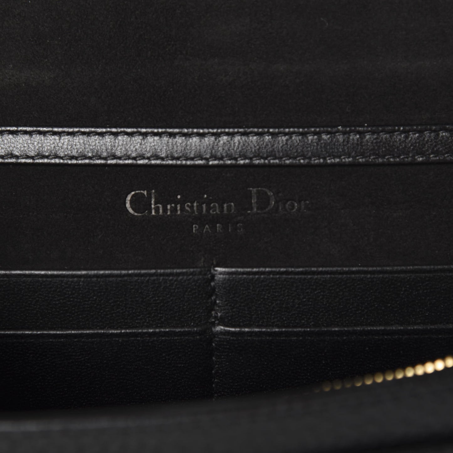 Grained Calfskin Diorama Wallet on Chain Pouch Black
