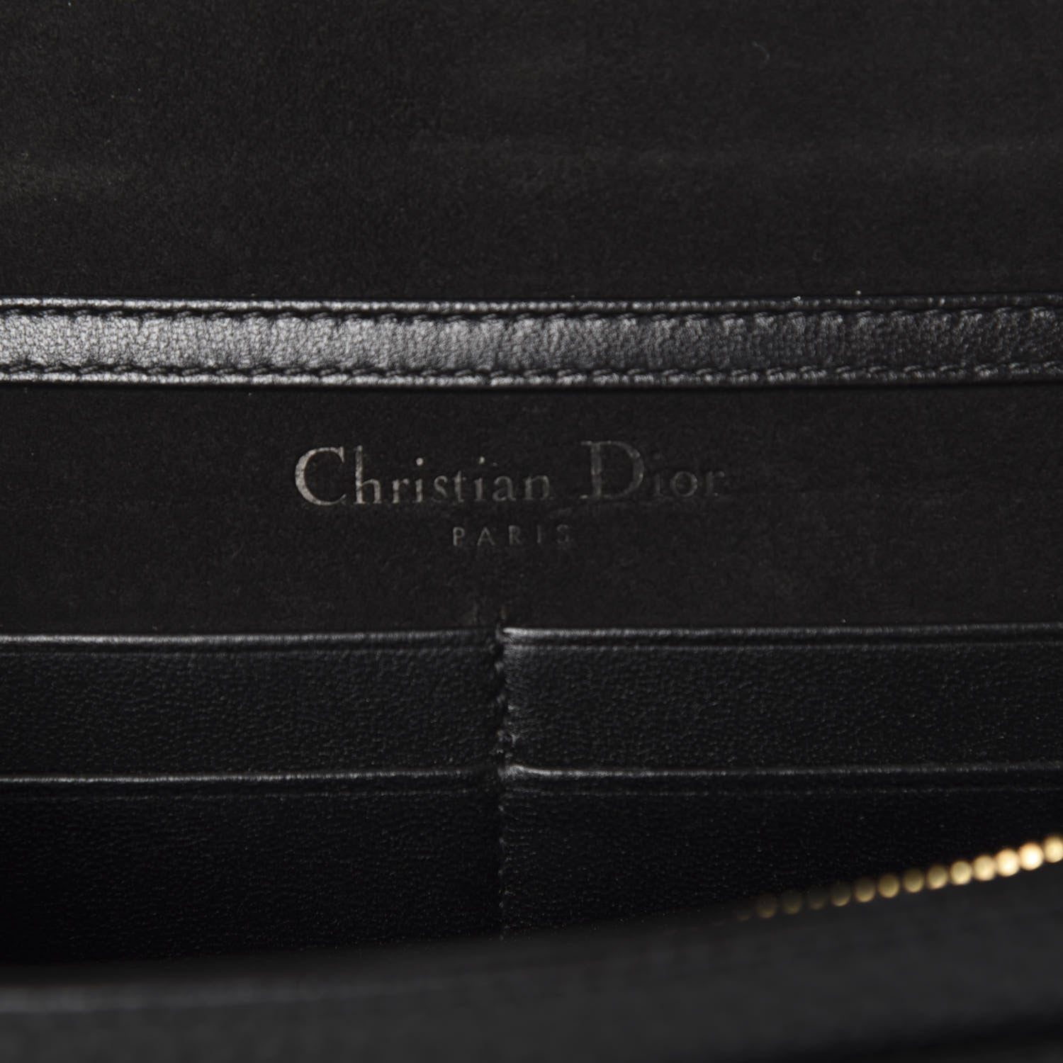 Christian Dior Grained Calfskin Diorama Wallet on Chain Pouch Black 6 of 8