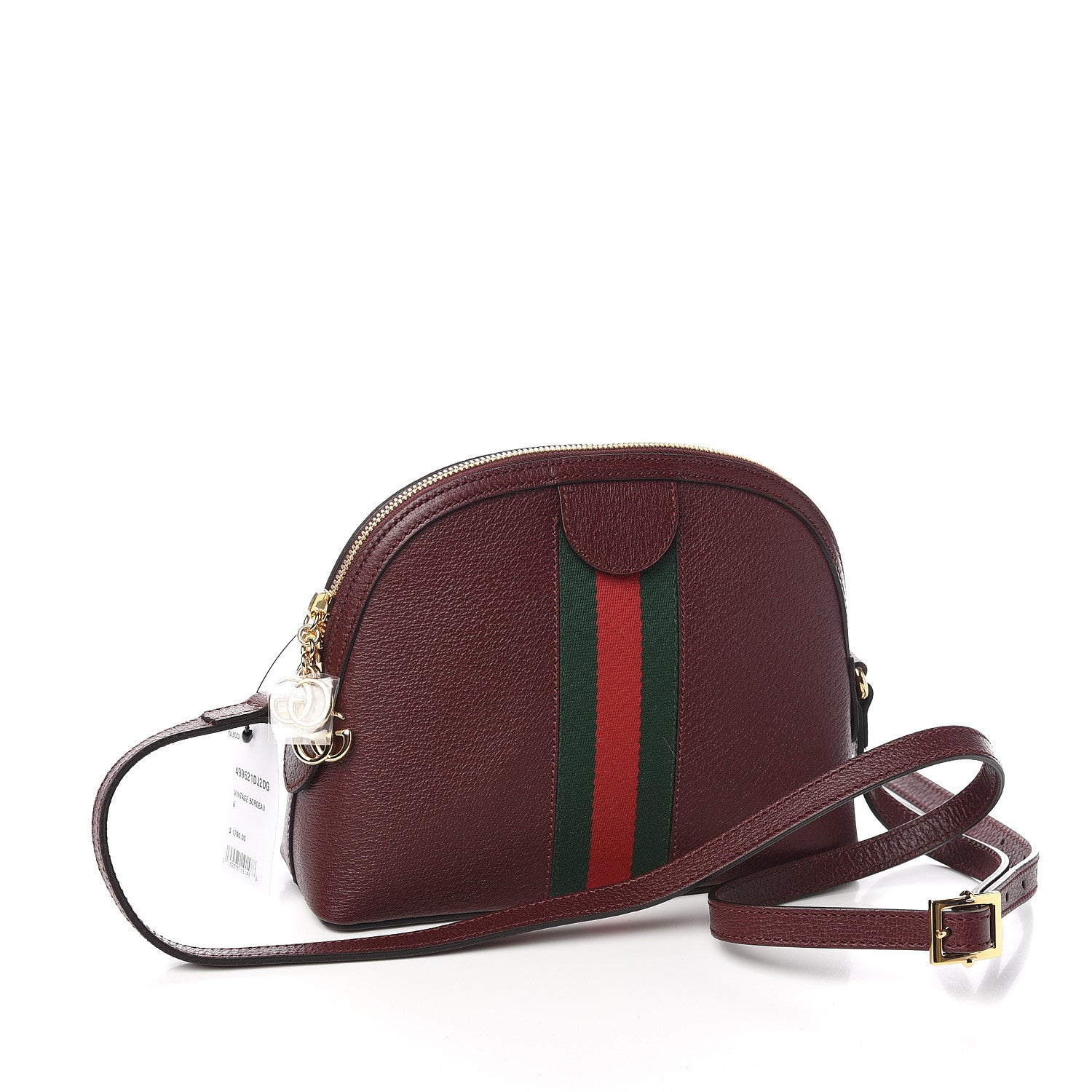 Gucci Textured Calfskin Web Small Ophidia Dome Shoulder Bag Vintage Bordeaux 3 of 10