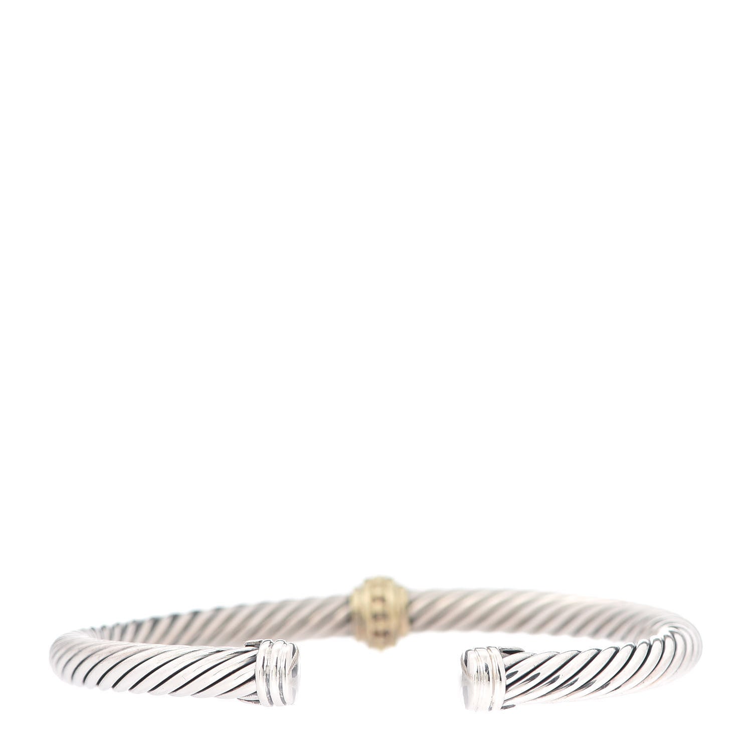 David Yurman Sterling Silver 14K Yellow Gold 5mm Station Cable Bracelet 3 of 5