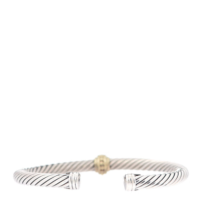 David Yurman Sterling Silver 14K Yellow Gold 5mm Station Cable Bracelet 3 of 5