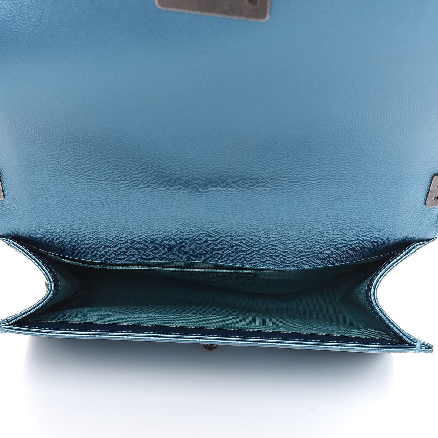 Metallic Caviar Quilted Medium Boy Flap Turquoise