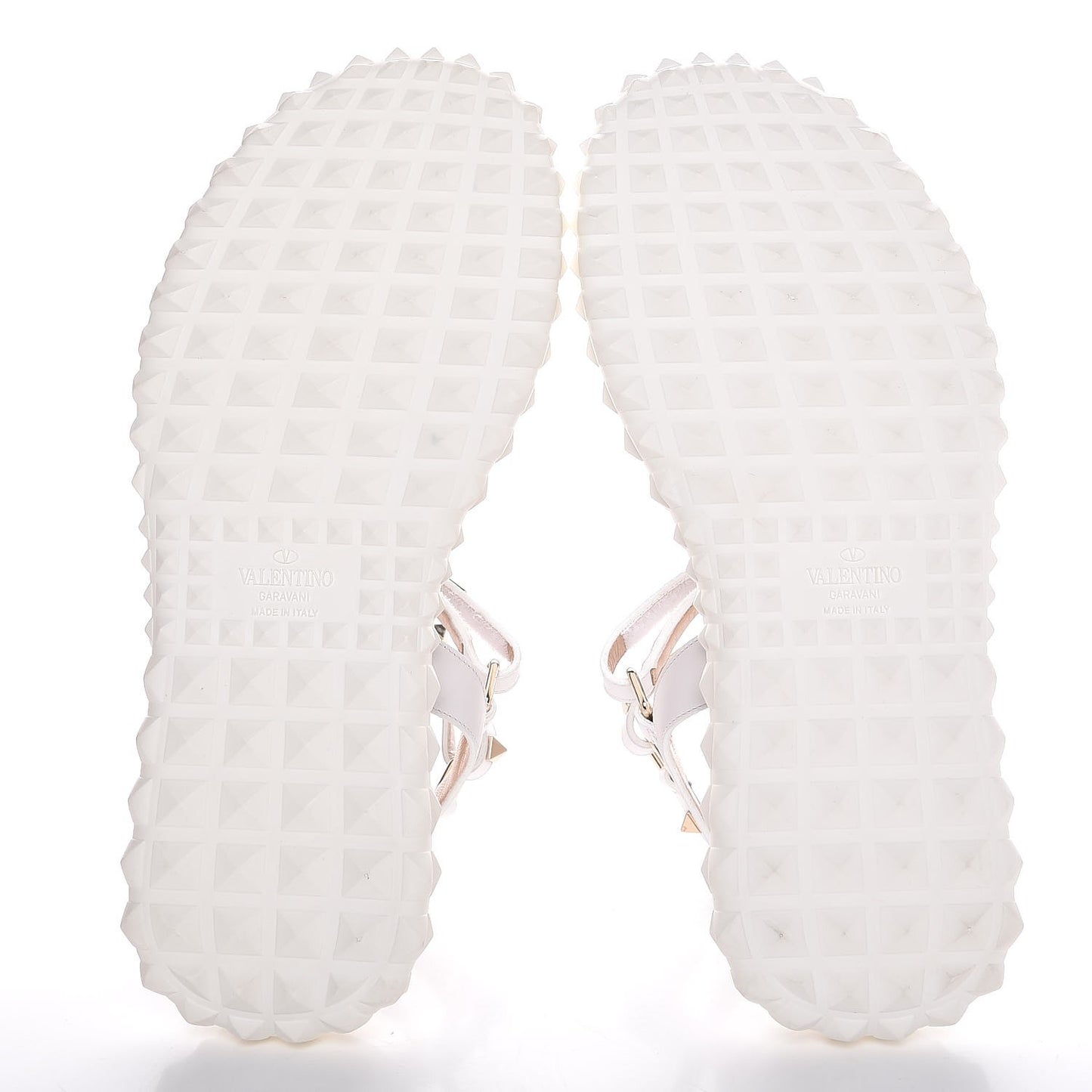 Calfskin Rockstud Gladiator Sandals 38 White