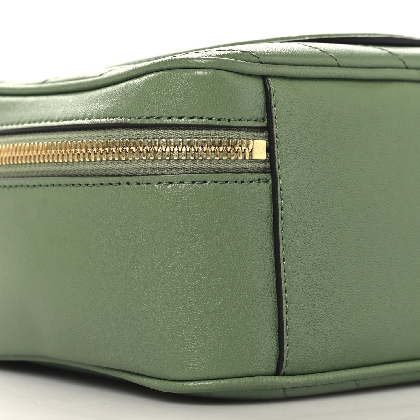 Sakai Be Green Calfskin Diagonal Stitched Small Blondie Shoulder Bag Light Green