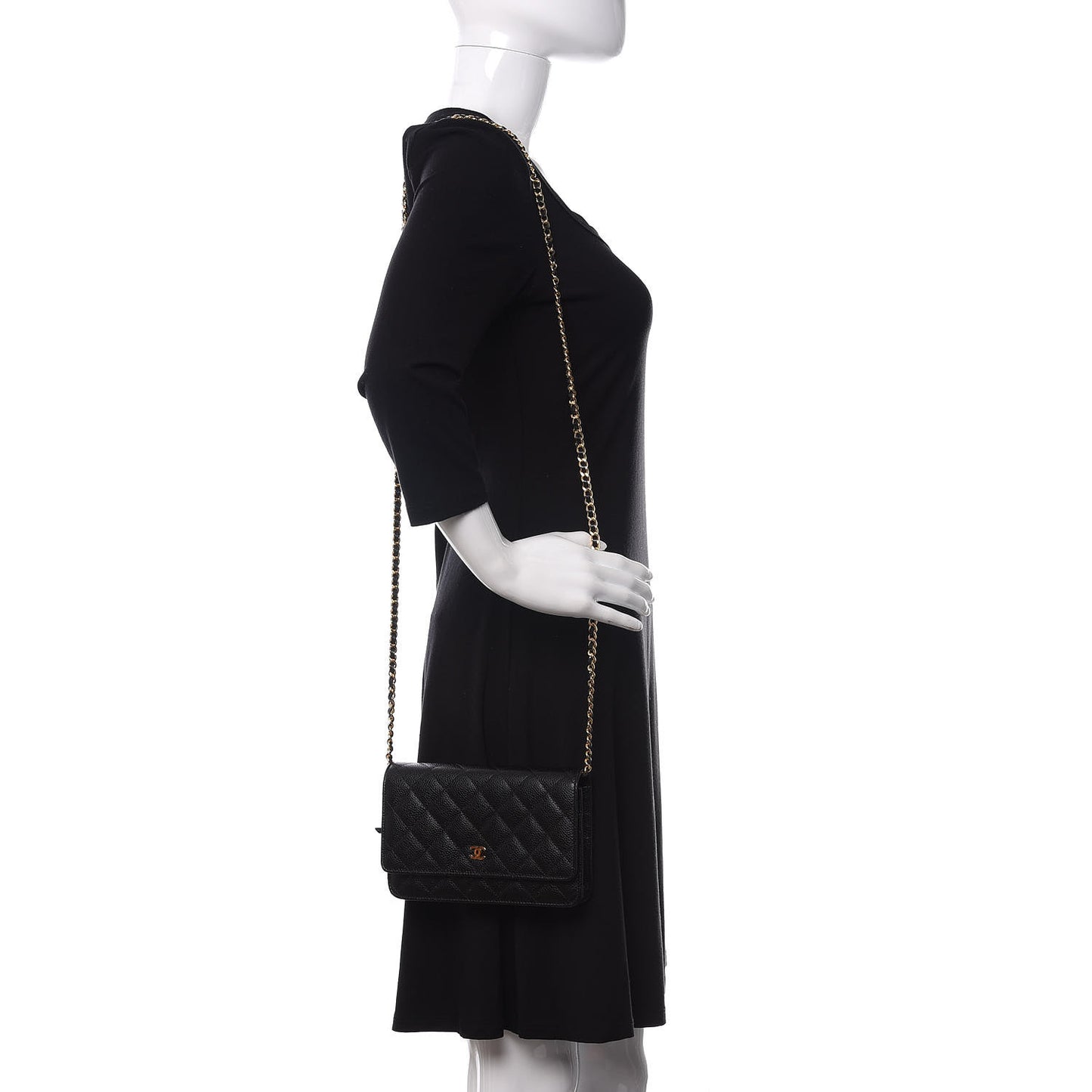 Caviar Quilted Wallet On Chain WOC Black