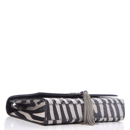 Saint Laurent Python Calfskin Embossed Zebra Print Medium Kate Tassel Satchel Black 4 of 10